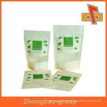 OEM Accept custom printed rice paper stand up pouch with window and zipper for nuts/potato chips packaging